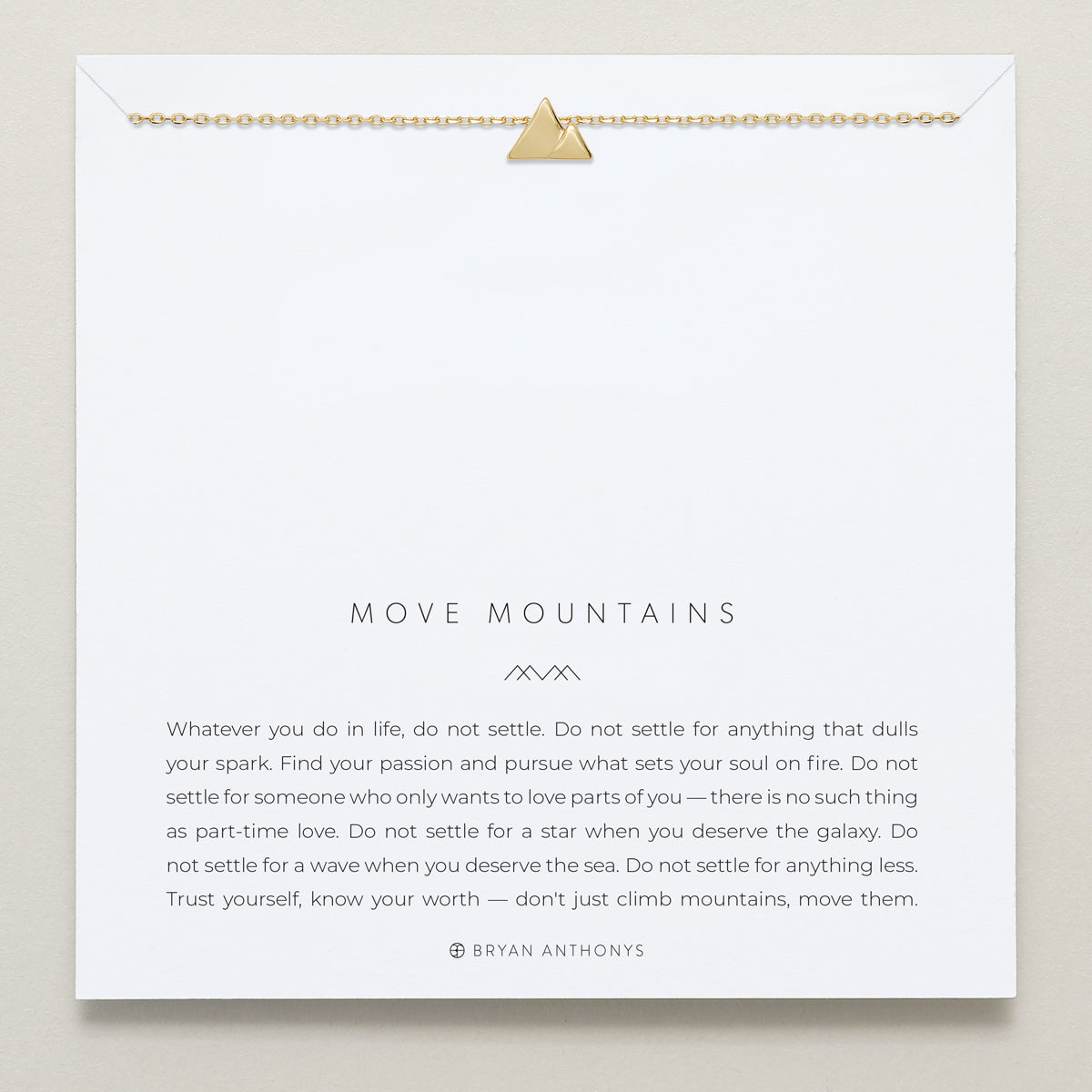 Bryan Anthonys Move Mountains Gold Necklace On Card