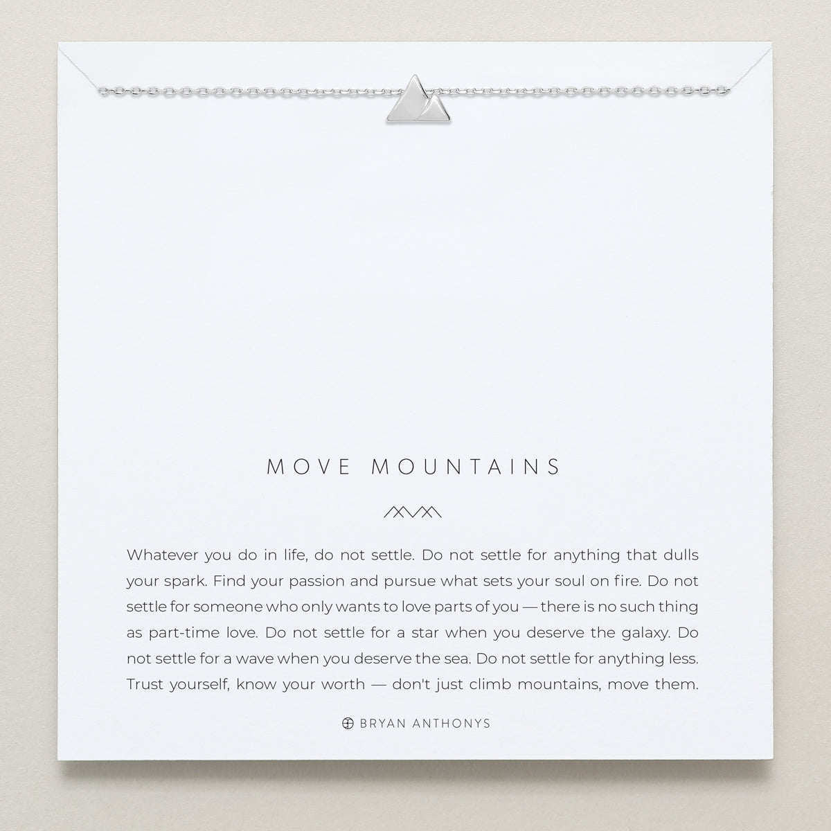 Bryan Anthonys Move Mountains Silver Necklace On Card