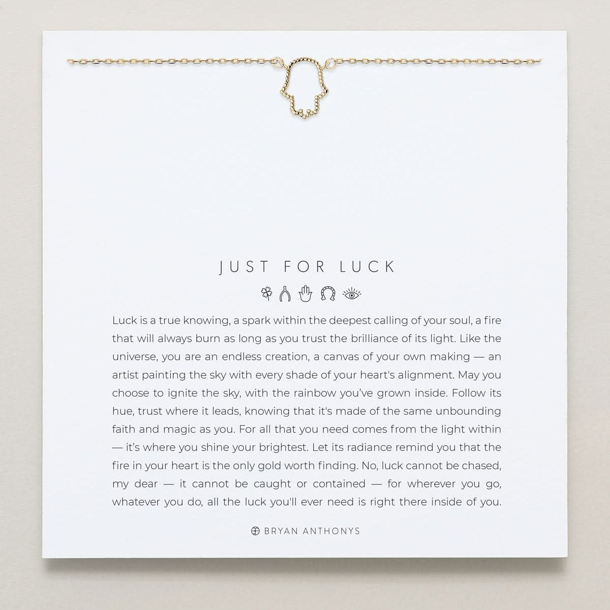 Bryan Anthonys Just For Luck Gold Hamsa Necklace On Card
