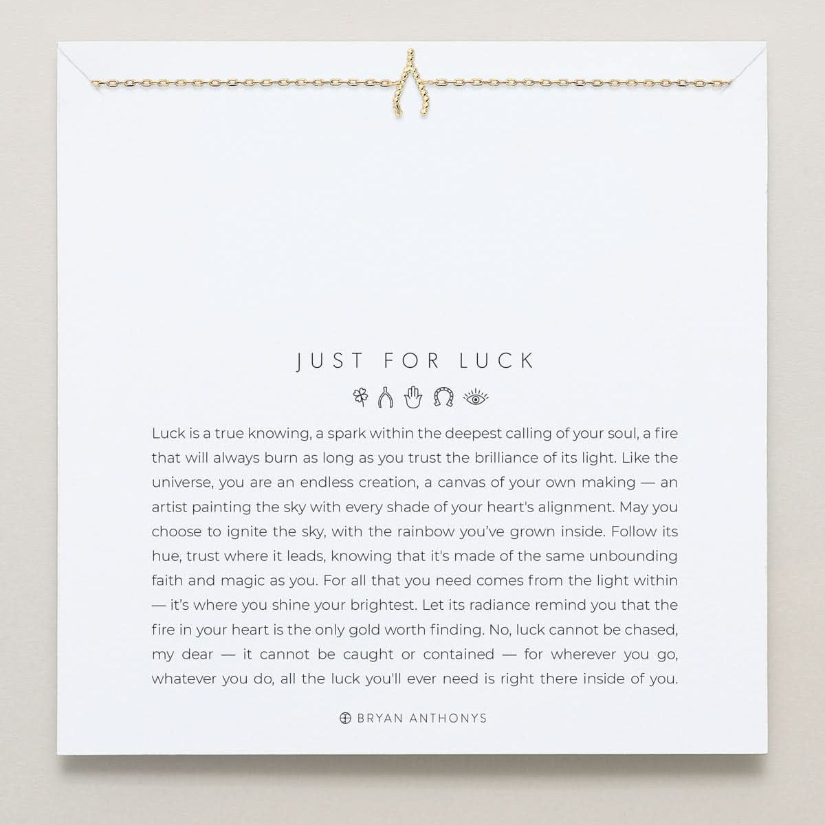 Bryan Anthonys Just For Luck Wishbone Necklace Gold On Card