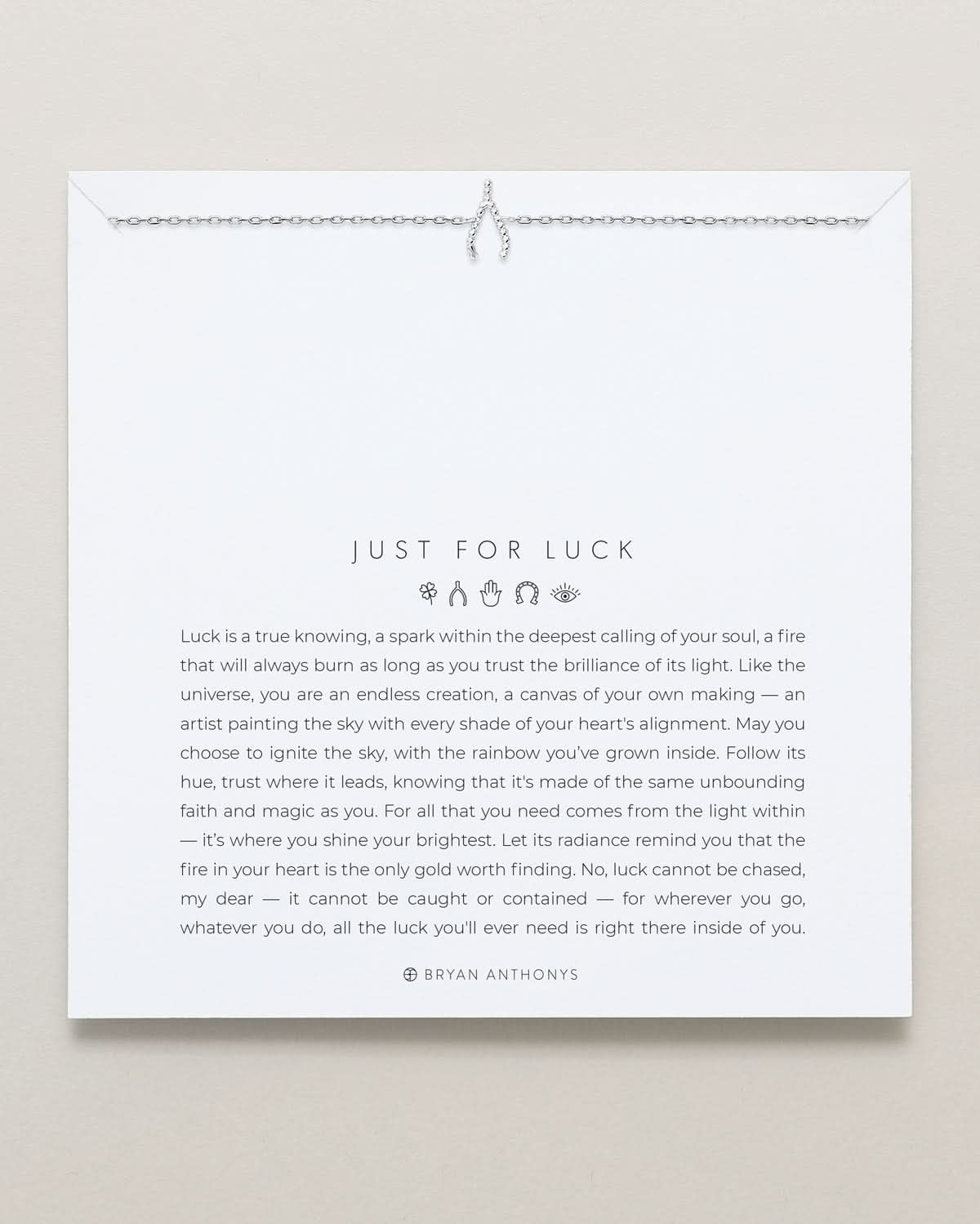 Bryan Anthonys Just For Luck Wishbone Necklace Silver On Card