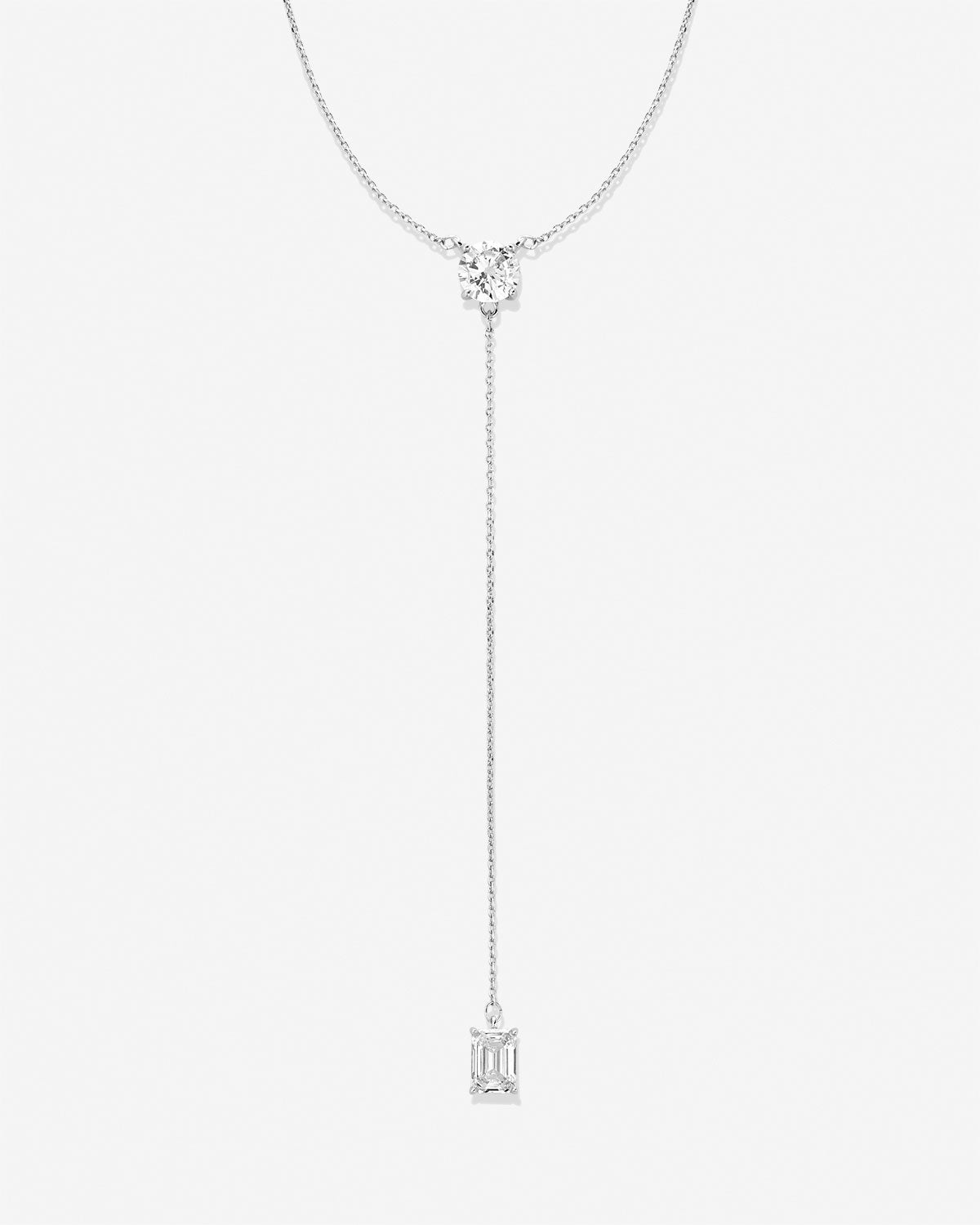 Bryan Anthonys Radiance Collection Emerald Cut Lariat Necklace Silver