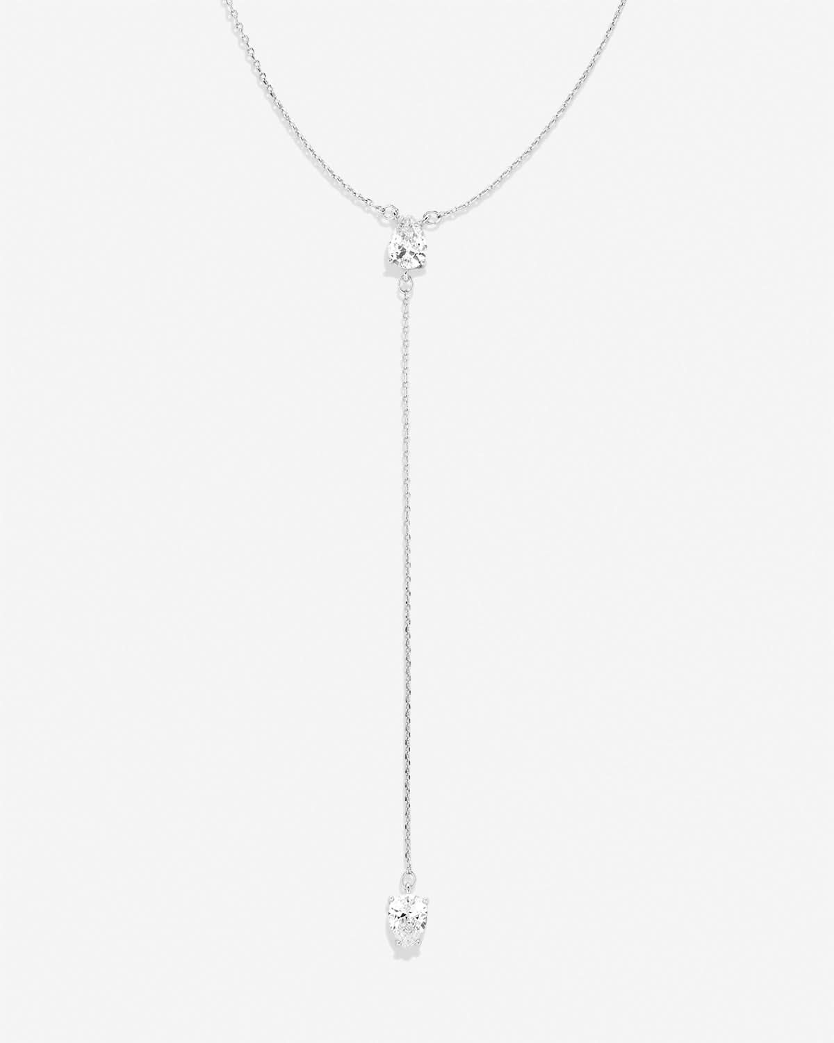 Bryan Anthonys Radiance Collection Pear Cut Lariat Necklace Silver