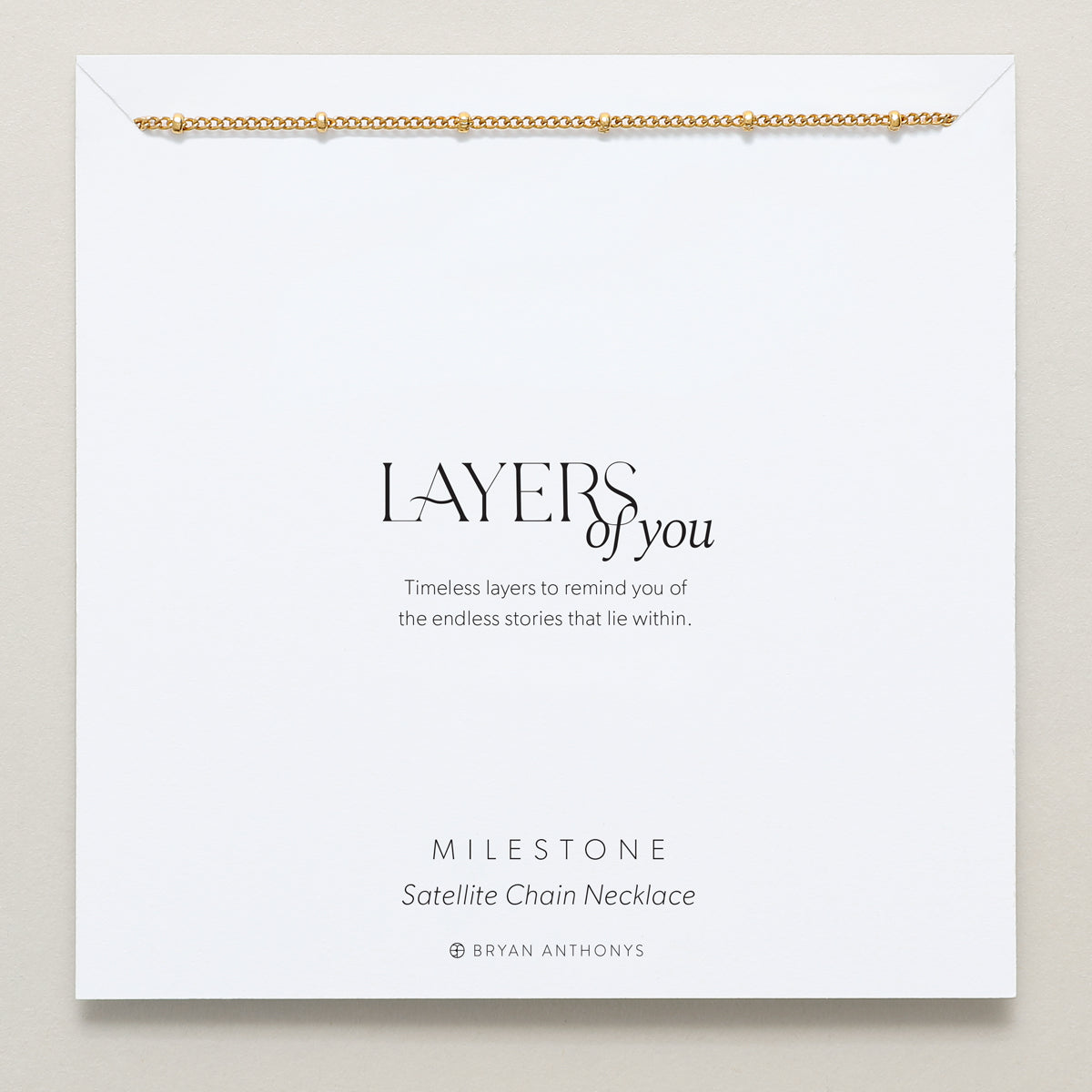 Bryan Anthonys Layers of You Collection Milestone Satellite Chain Necklace in Gold On Card