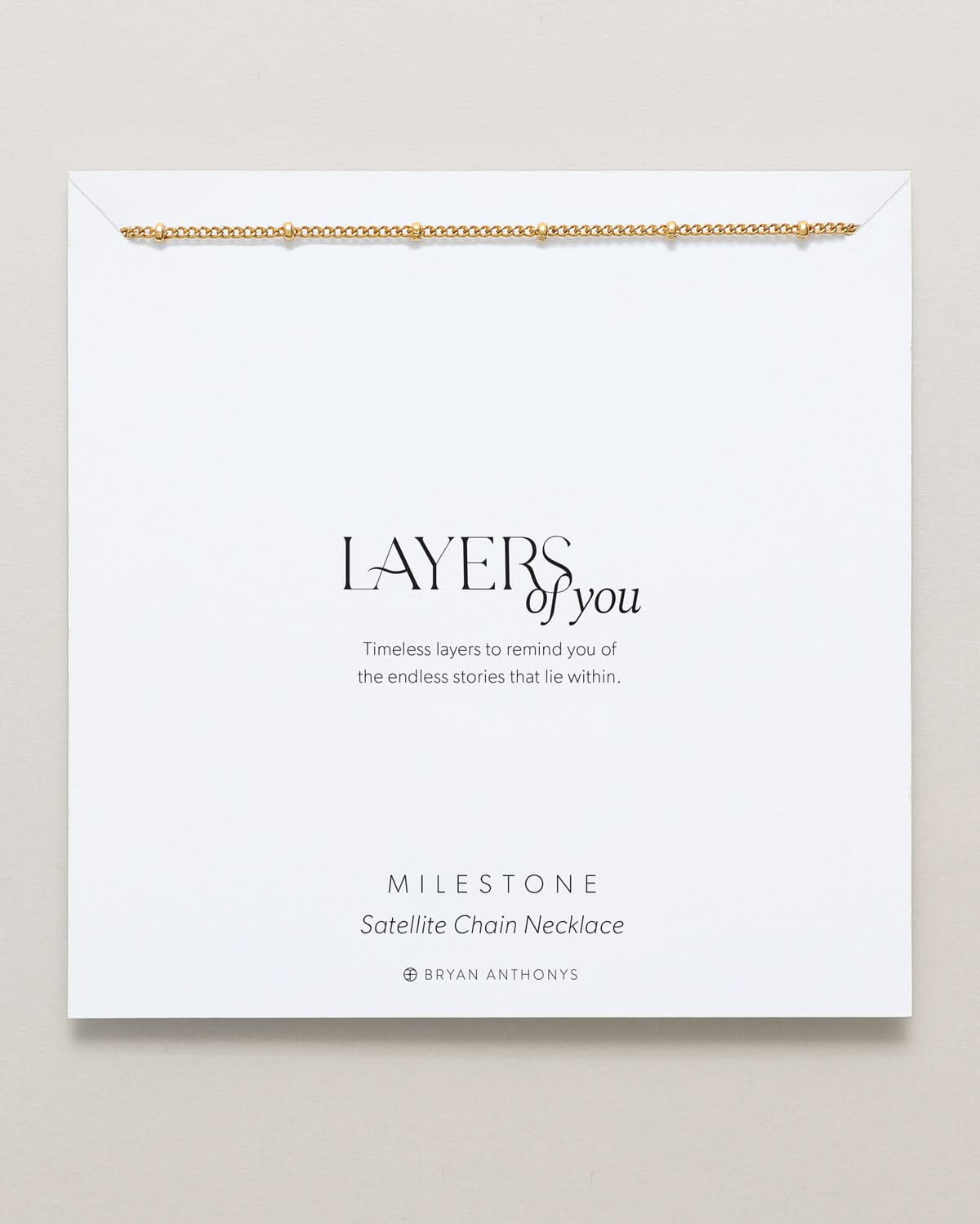 Bryan Anthonys Layers of You Collection Milestone Satellite Chain Necklace in Gold On Card