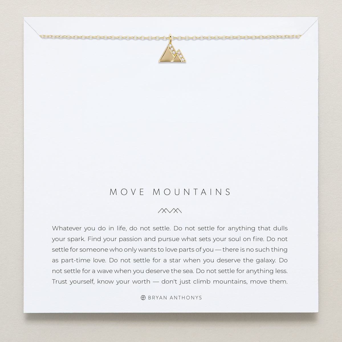 Bryan Anthonys Move Mountains Icon Necklace Gold with Crystals On Card