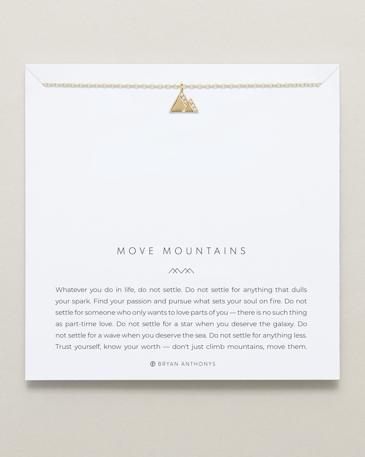 Bryan Anthonys Move Mountains Icon Necklace Gold with Crystals On Card