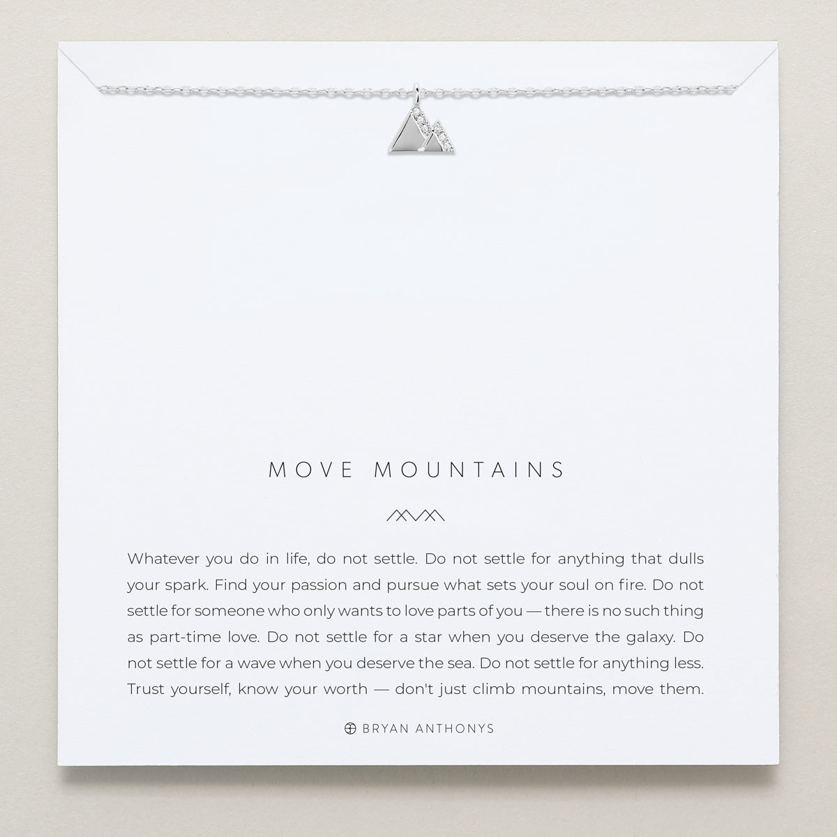 Bryan Anthonys Move Mountains Icon Necklace Silver with Crystals On Card