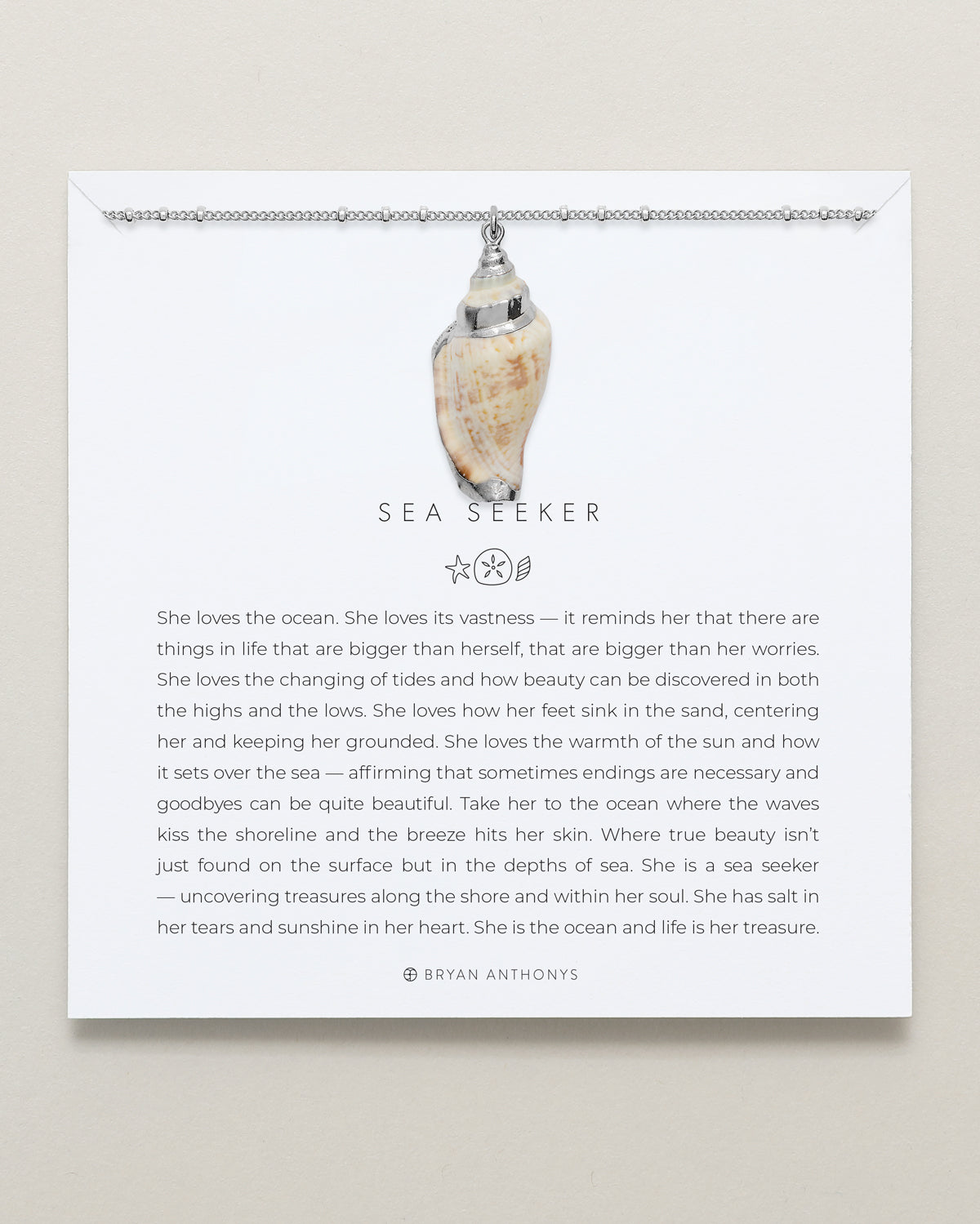 Bryan Anthonys Silver Sea Seeker Pendant Necklace On Card