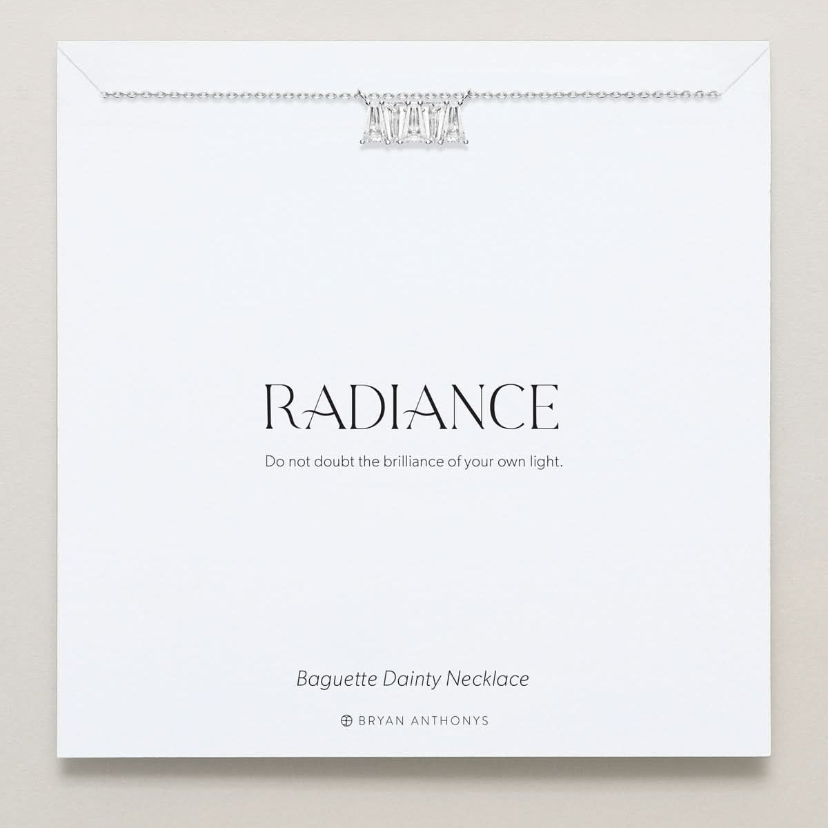 Bryan Anthonys Radiance Collection Baguette Dainty Necklace Silver