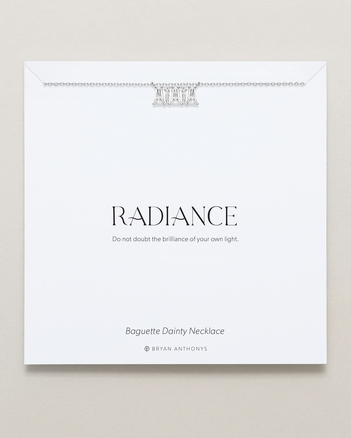 Bryan Anthonys Radiance Collection Baguette Dainty Necklace Silver