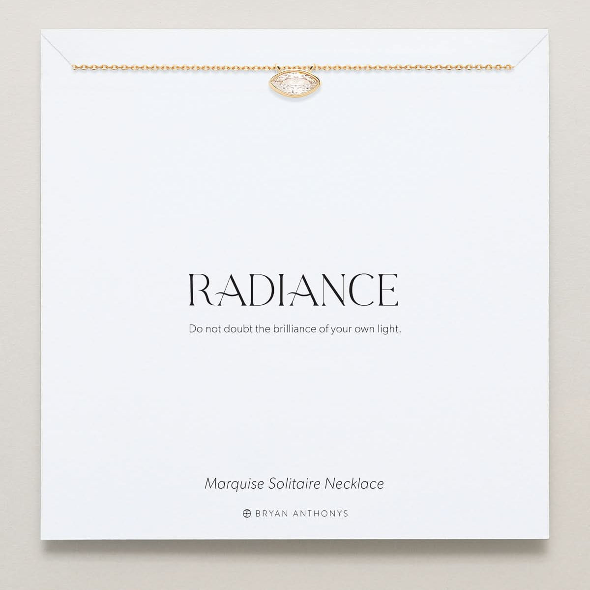 Bryan Anthonys Radiance Collection Marquis Solitaire Necklace Gold On Card