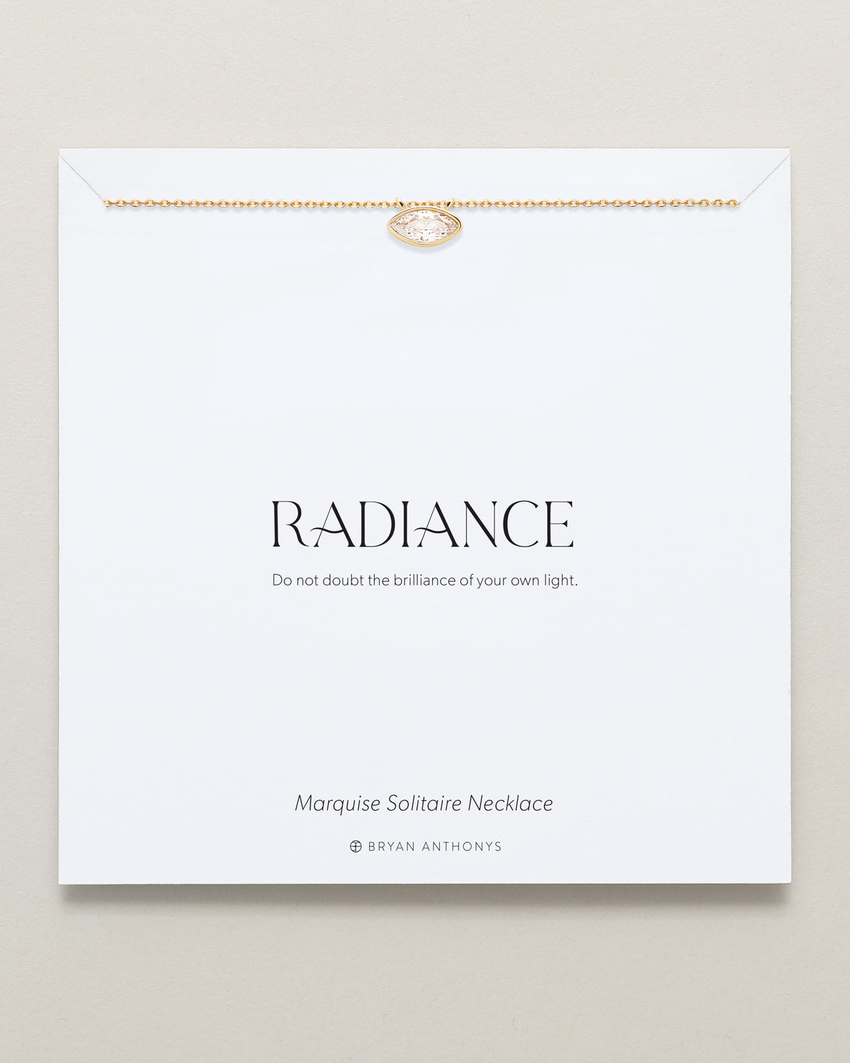 Bryan Anthonys Radiance Collection Marquis Solitaire Necklace Gold On Card