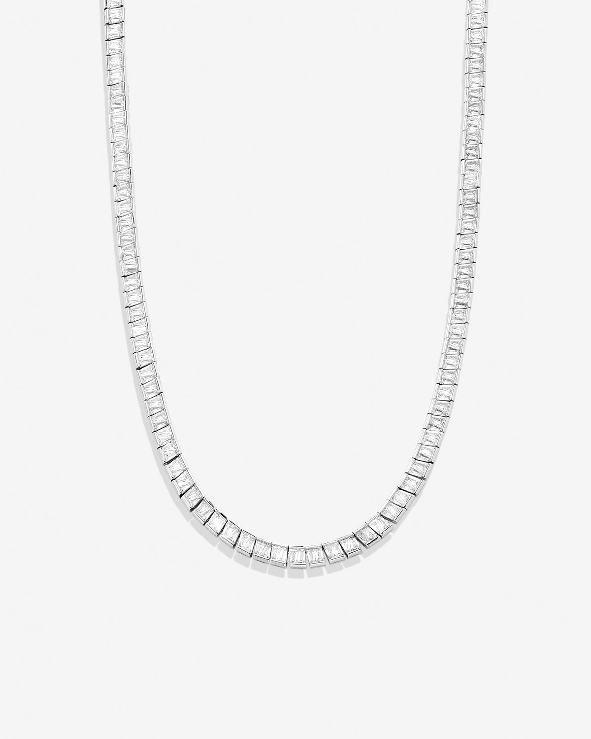 Bryan Anthonys Radiance Collection Baguette Tennis Necklace Silver