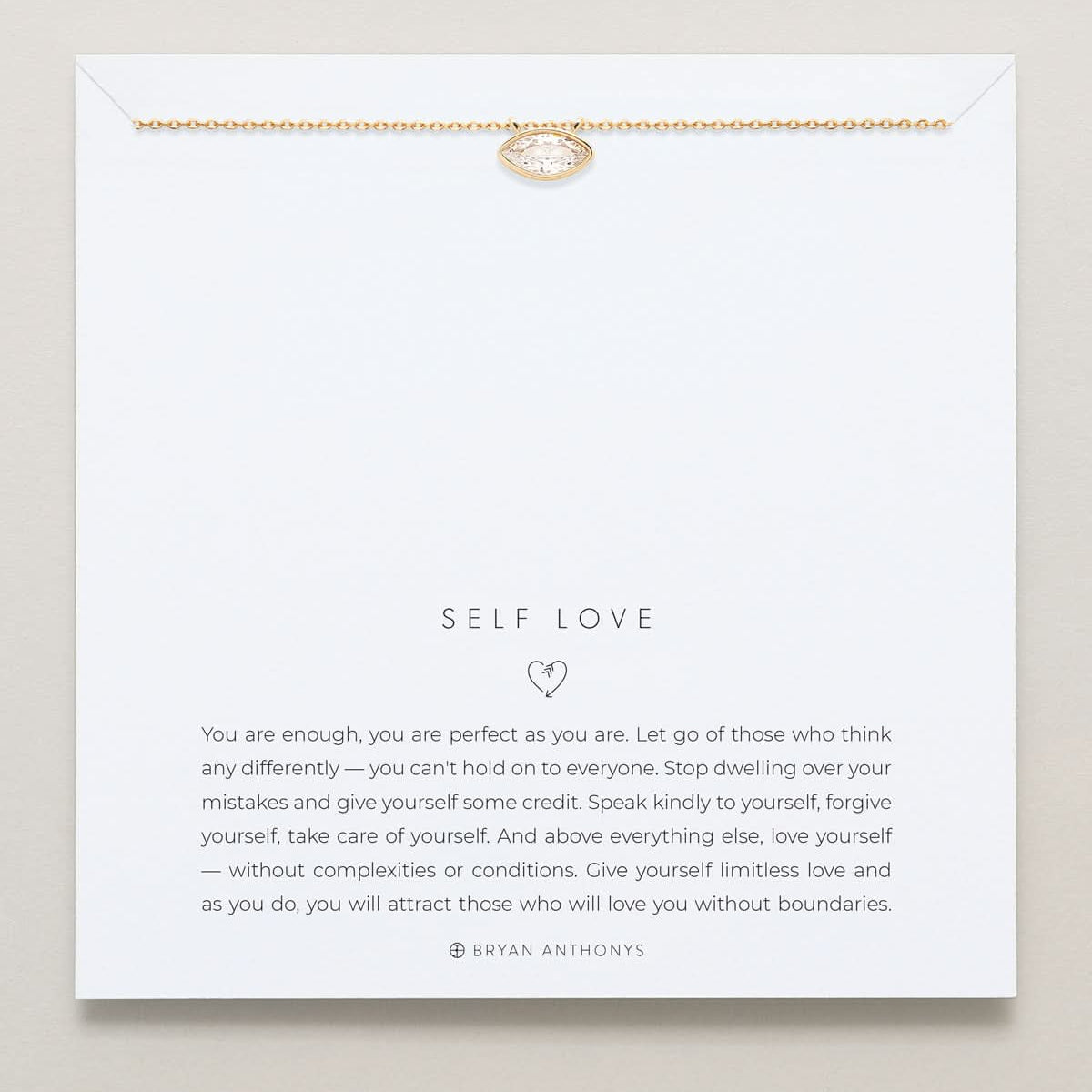 Bryan Anthonys Self Love Marquise Solitaire Necklace Gold On Card
