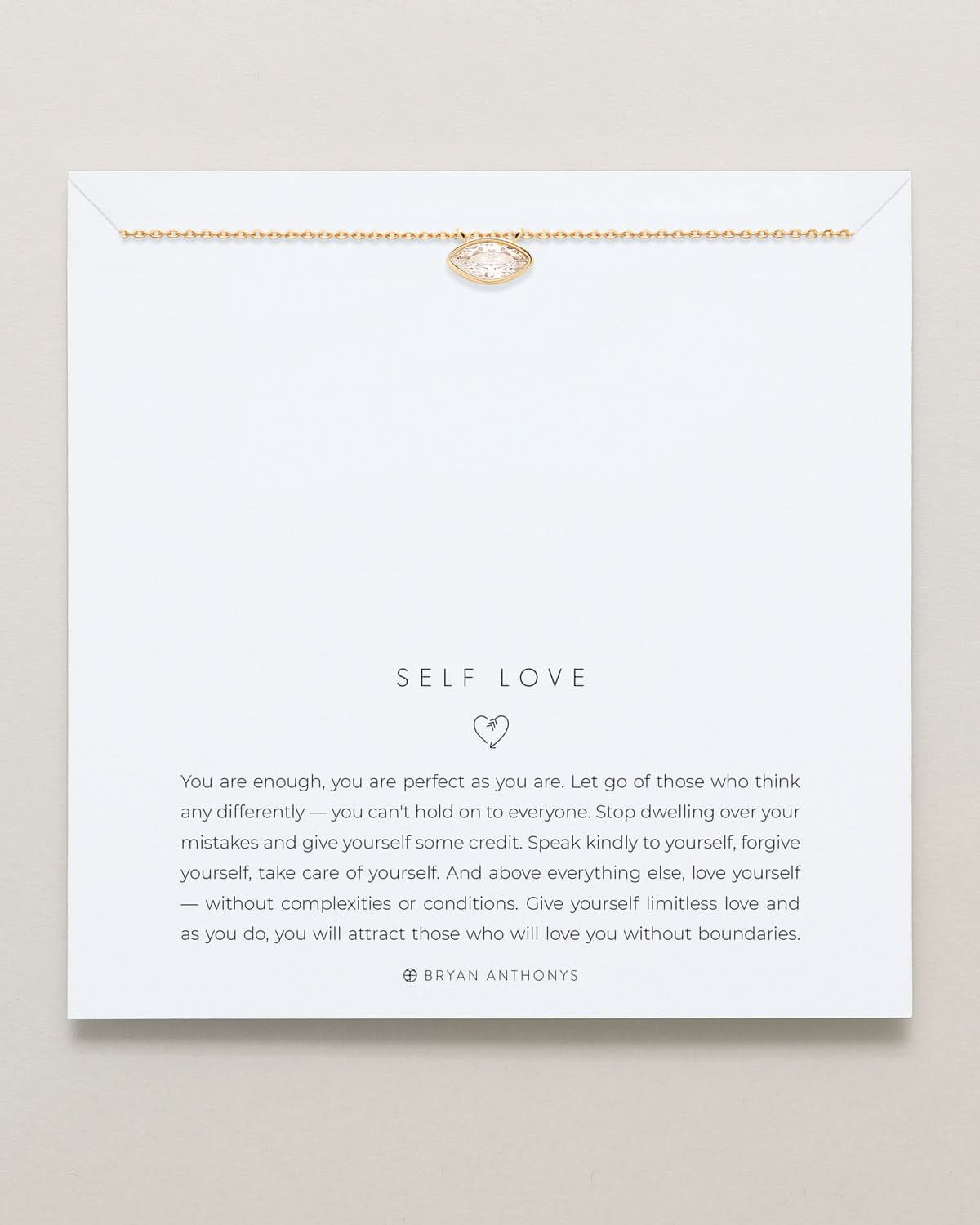 Bryan Anthonys Self Love Marquise Solitaire Necklace Gold On Card