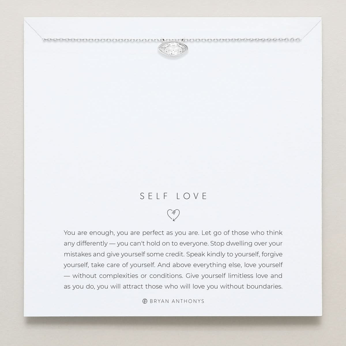 Bryan Anthonys Self Love Marquise Solitaire Necklace Silver On Card