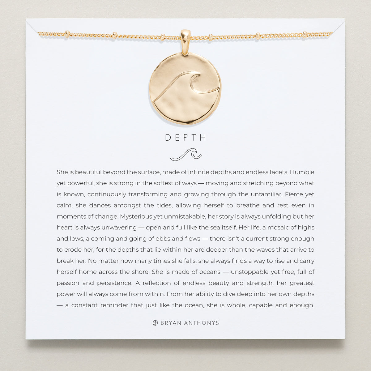 Bryan Anthonys Wild At Heart Depth Gold Pendant Necklace With Meaning Card