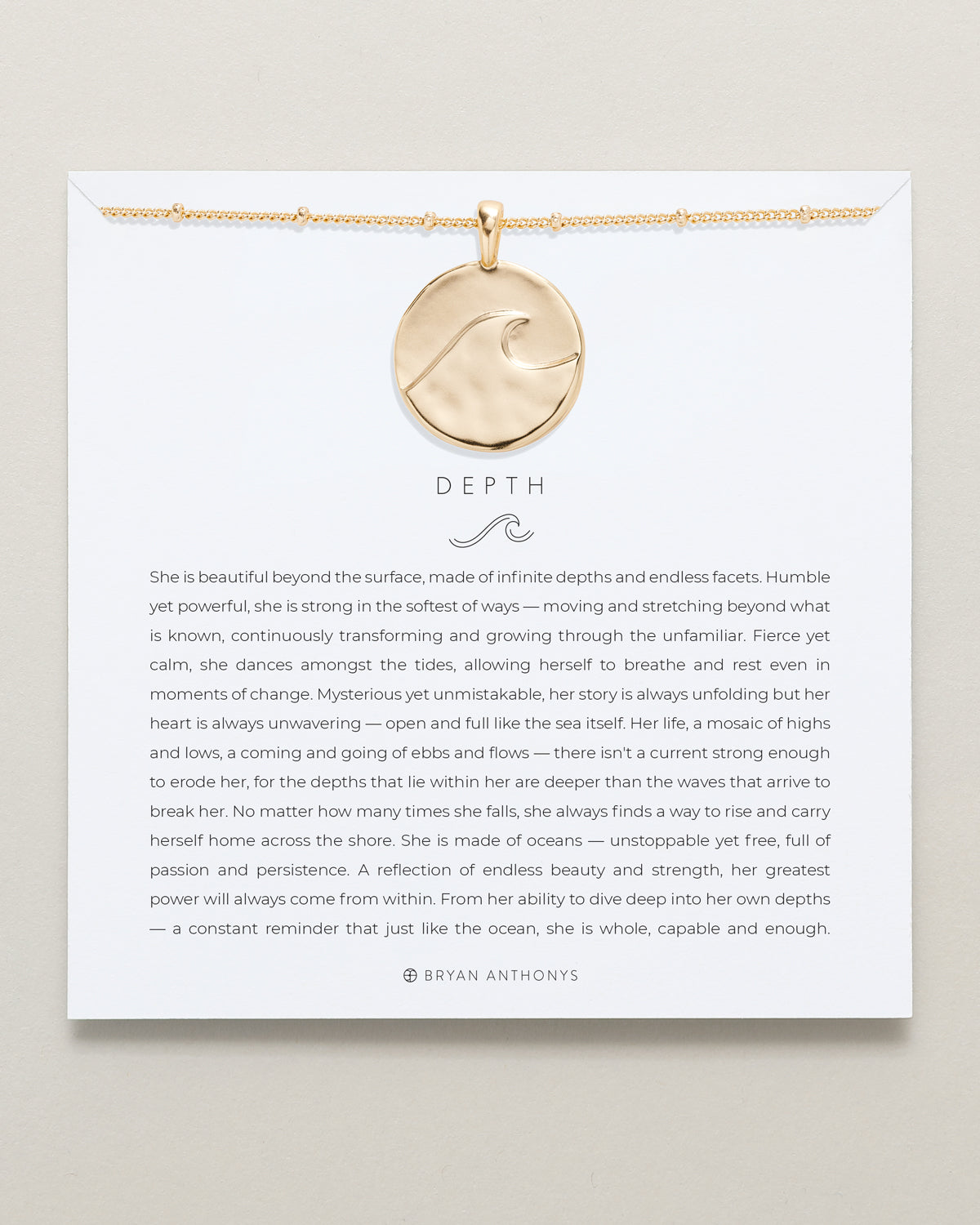 Bryan Anthonys Wild At Heart Depth Gold Pendant Necklace With Meaning Card