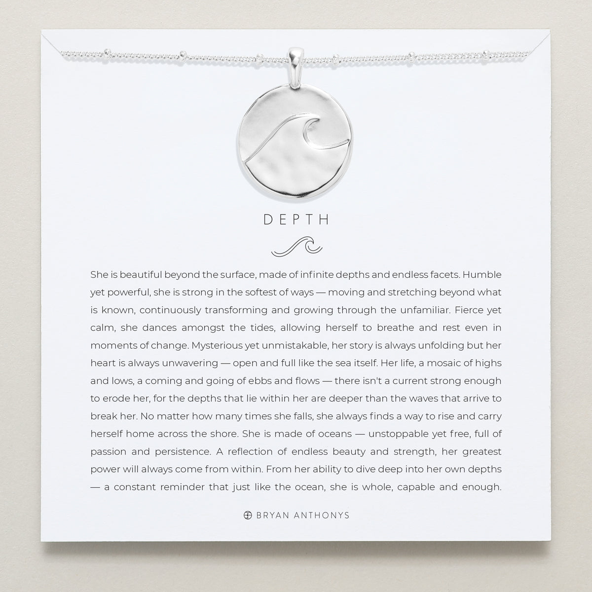 Bryan Anthonys Wild At Heart Depth Silver Pendant Necklace With Meaning Card