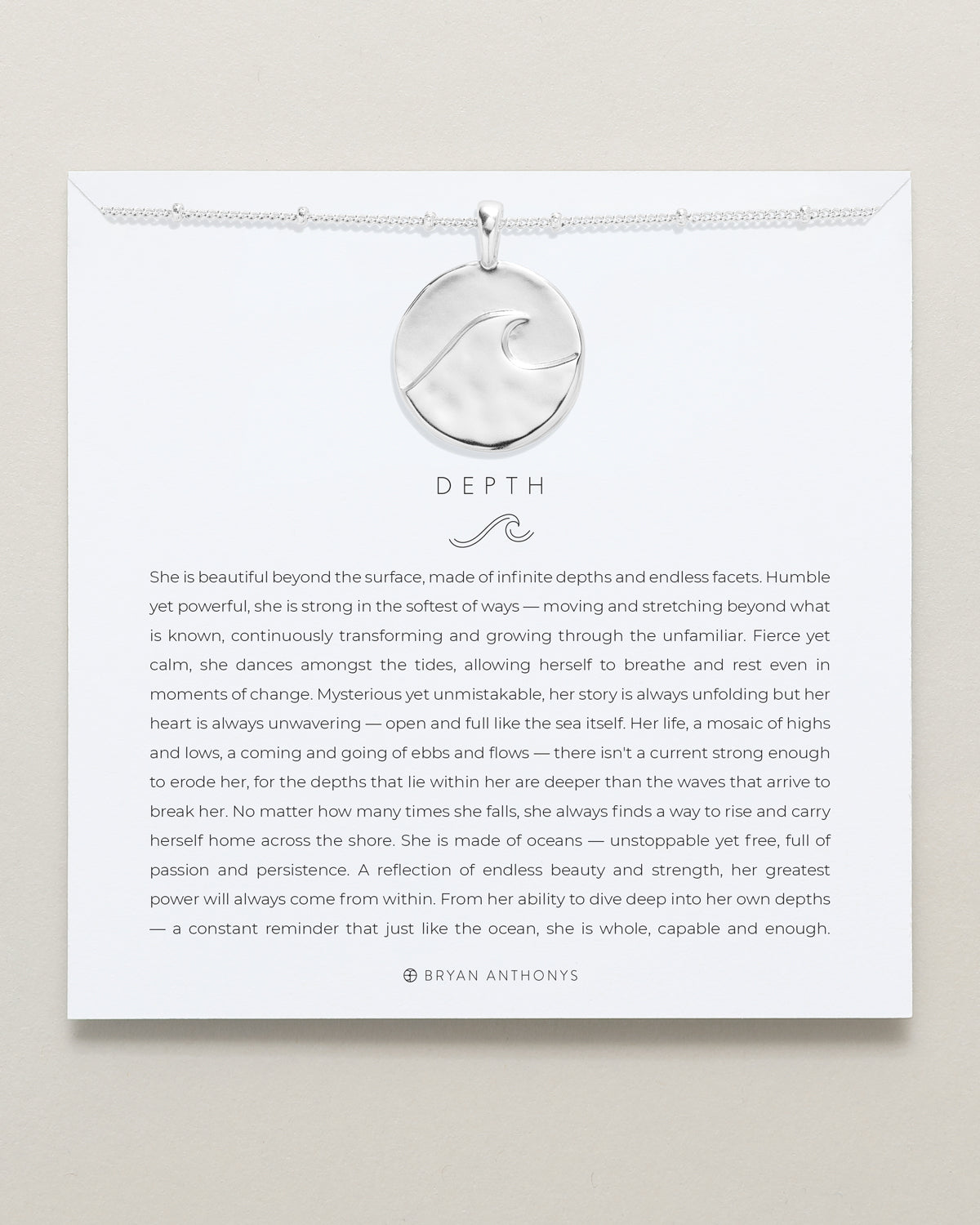 Bryan Anthonys Wild At Heart Depth Silver Pendant Necklace With Meaning Card