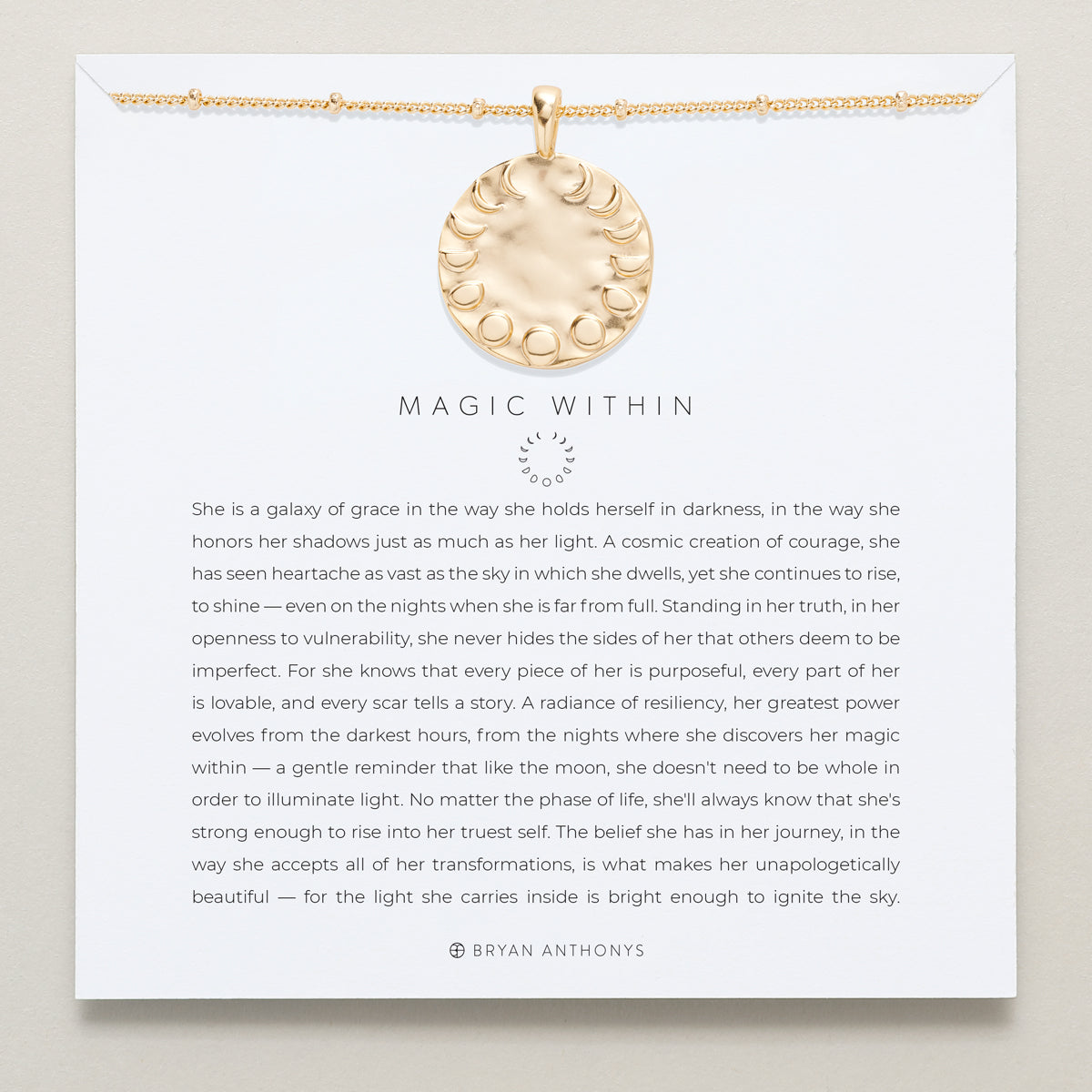 Bryan Anthonys Wild At Heart Magic Within Gold Pendant Necklace On Card