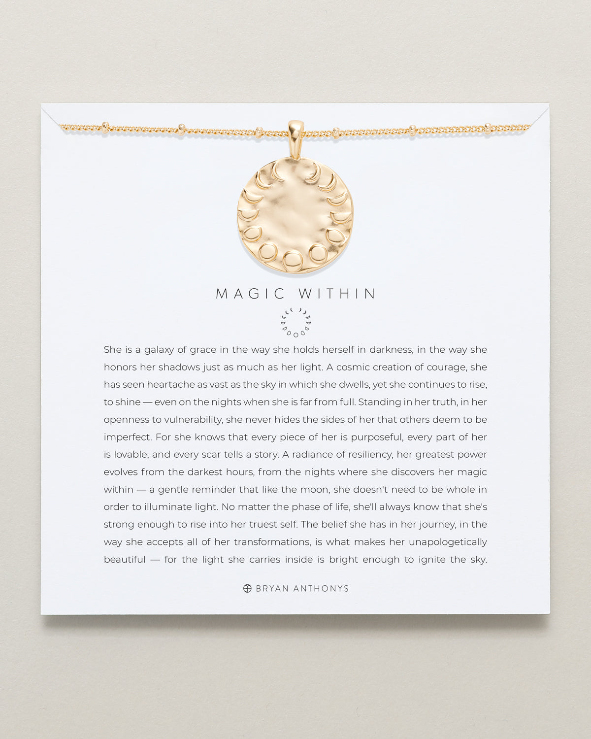 Bryan Anthonys Wild At Heart Magic Within Gold Pendant Necklace On Card