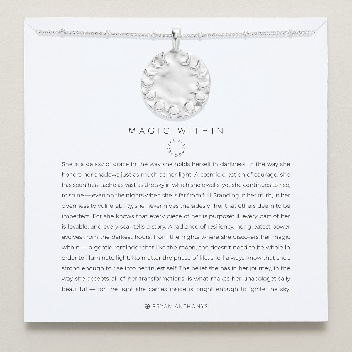 Bryan Anthonys Wild At Heart Magic Within Silver Pendant Necklace On Card