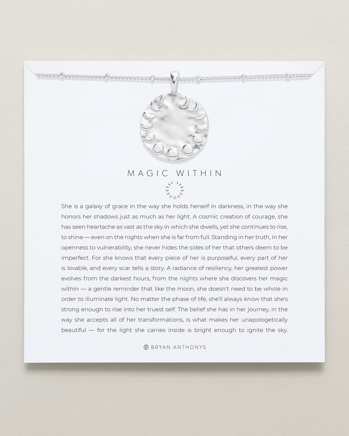 Bryan Anthonys Wild At Heart Magic Within Silver Pendant Necklace On Card