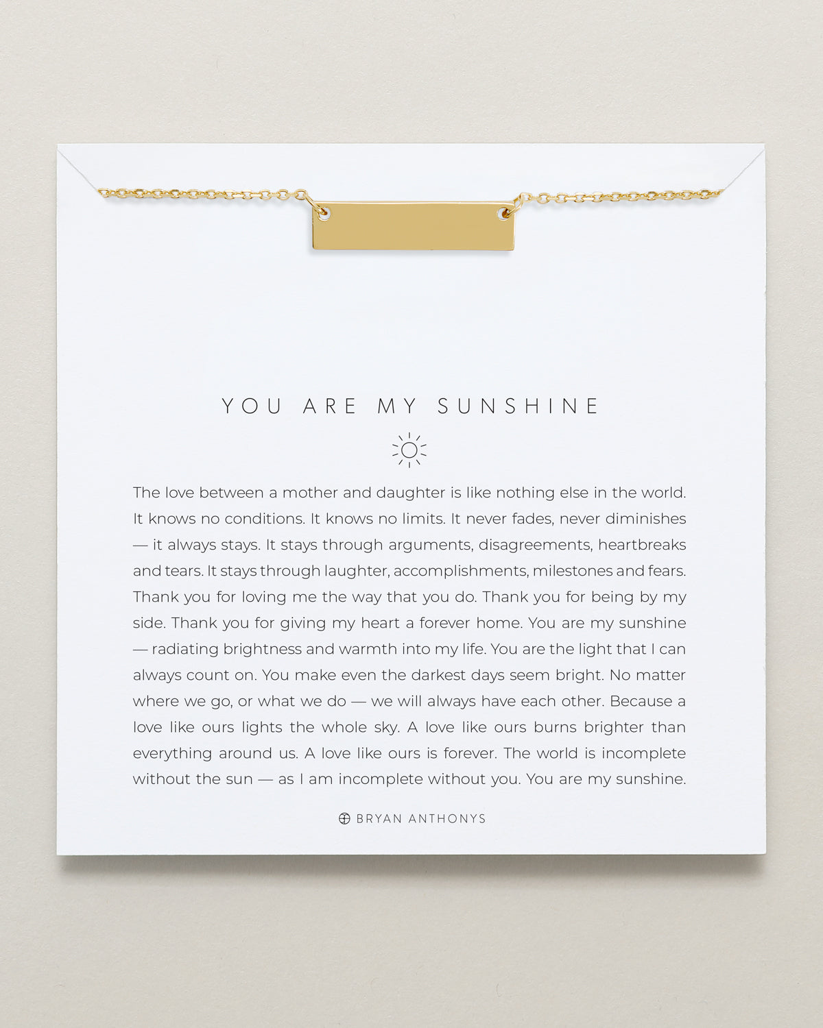 You Are My Sunshine Bar Engravable Demi-Fine Necklace showcase