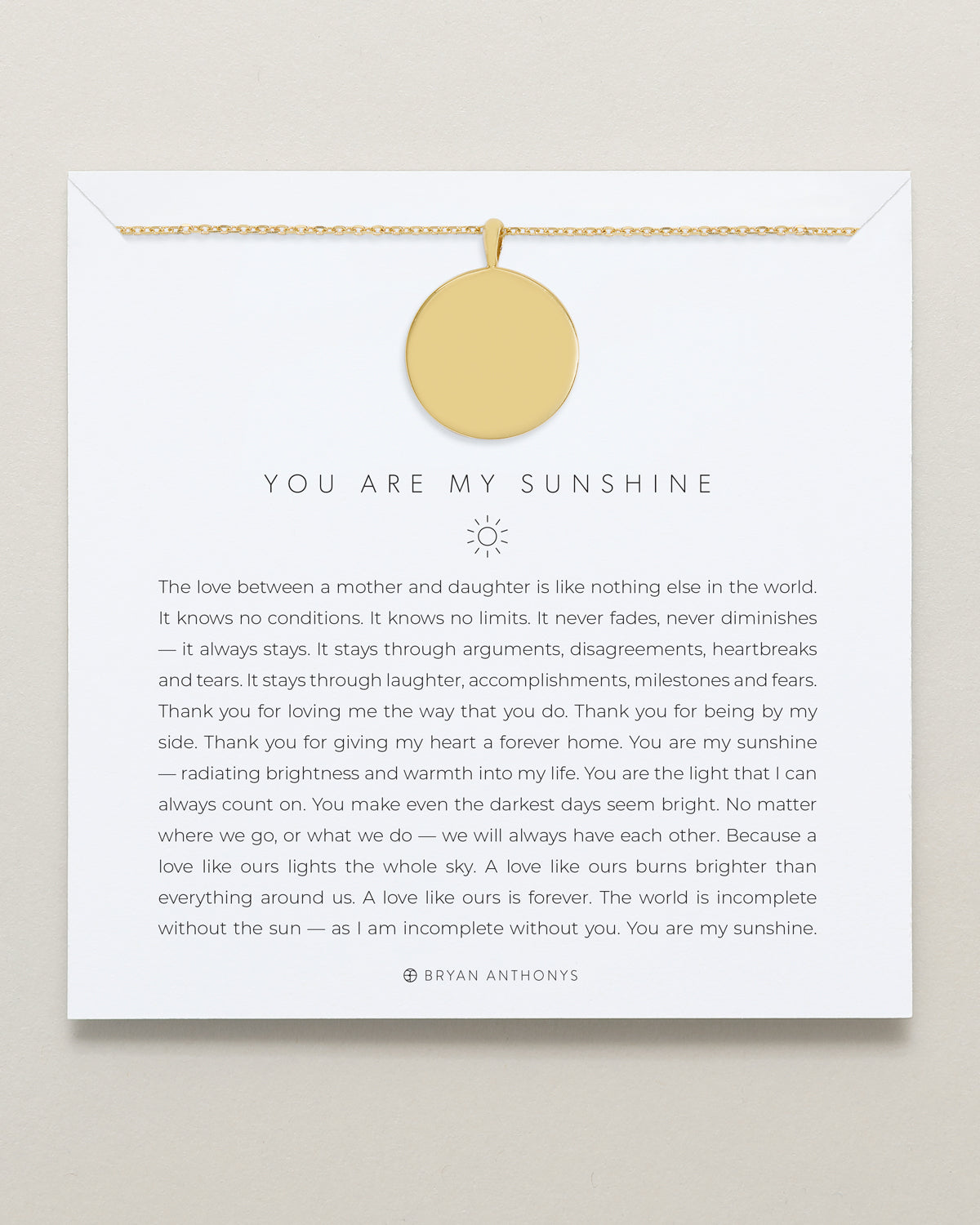 You Are My Sunshine Circle Engravable Demi-Fine Necklace showcase
