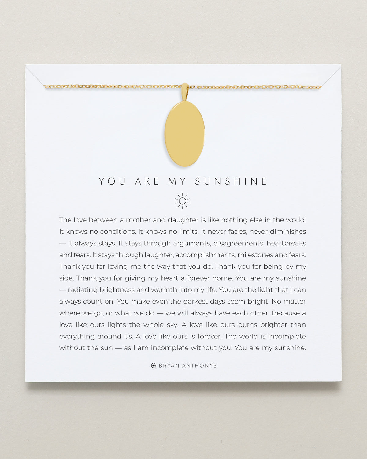 You Are My Sunshine Oval Engravable Demi-Fine Necklace showcase