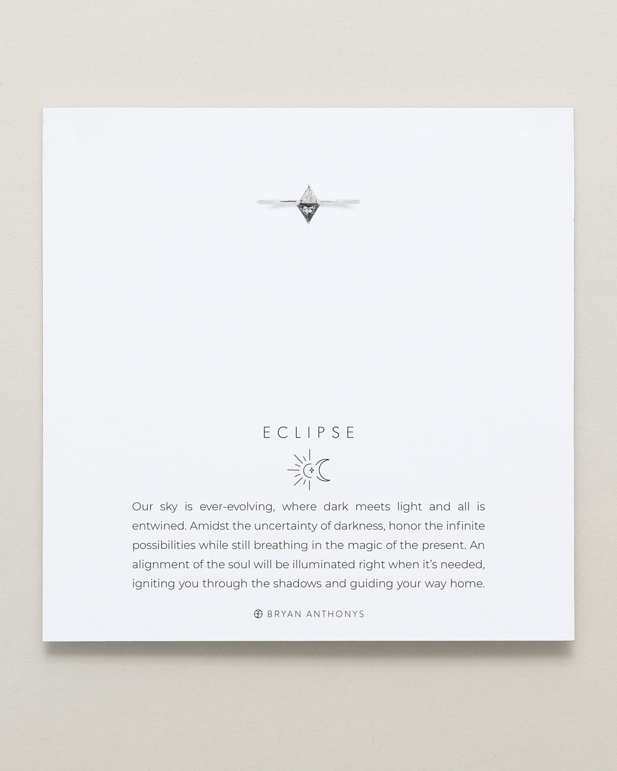 Bryan Anthonys Eclipse Collection Trillion Ring in Silver with Meaning Card