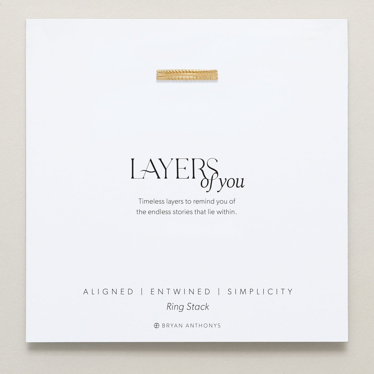 Bryan Anthonys Layers of You Gold Ring Set On Card