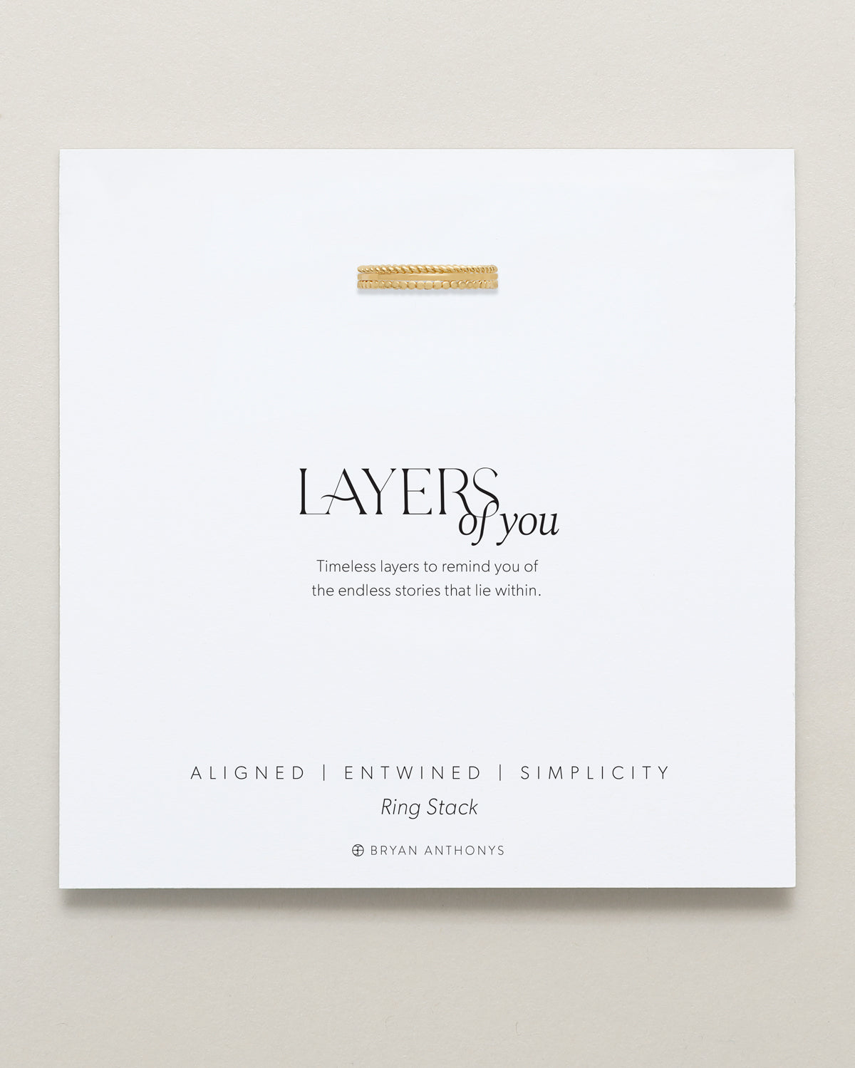 Bryan Anthonys Layers of You Gold Ring Set On Card