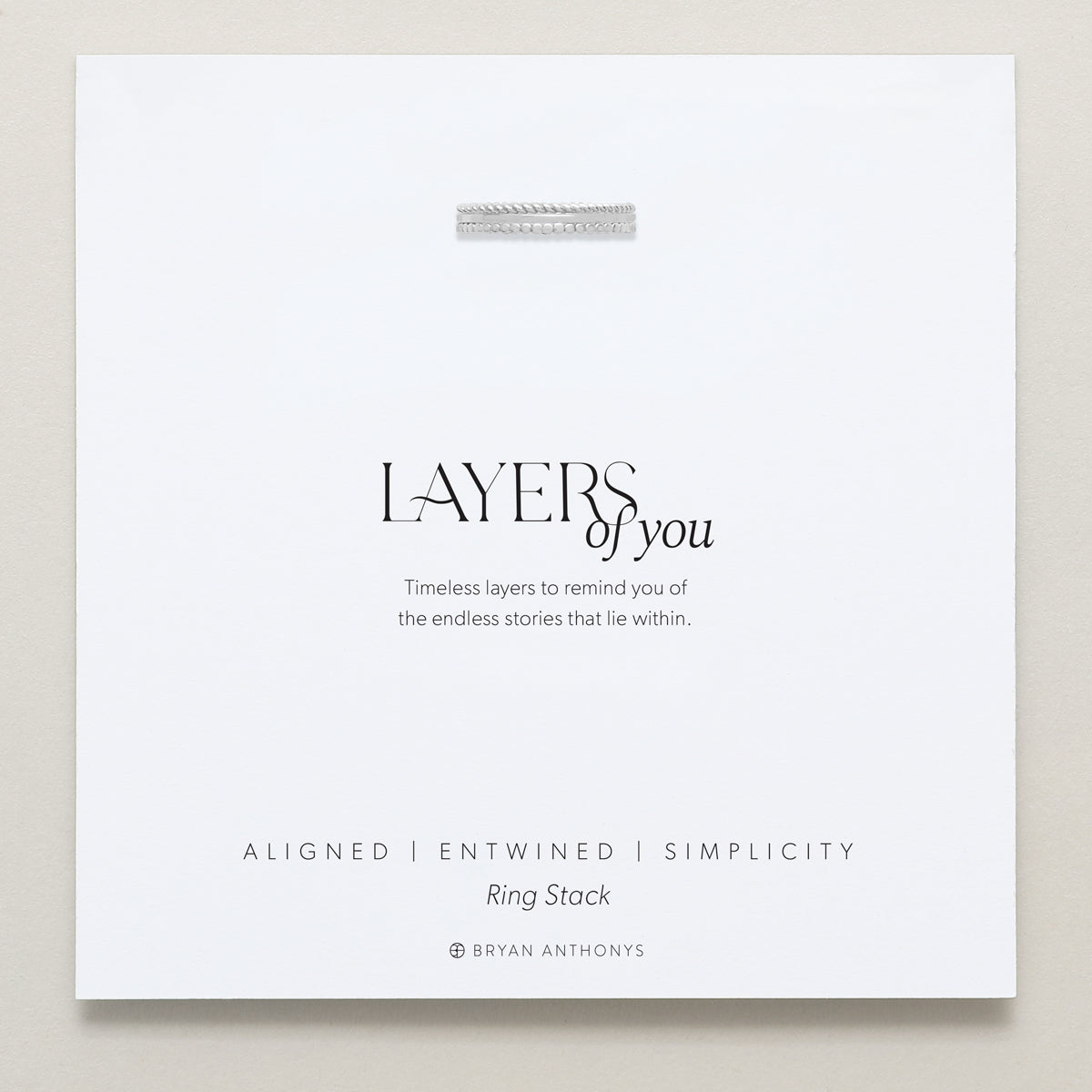 Bryan Anthonys Layers of You Silver Ring Set On Card