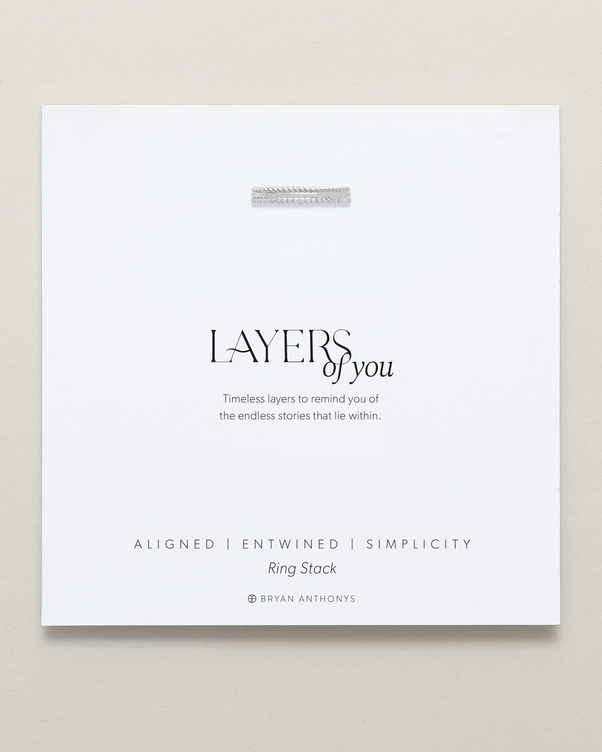 Bryan Anthonys Layers of You Silver Ring Set On Card