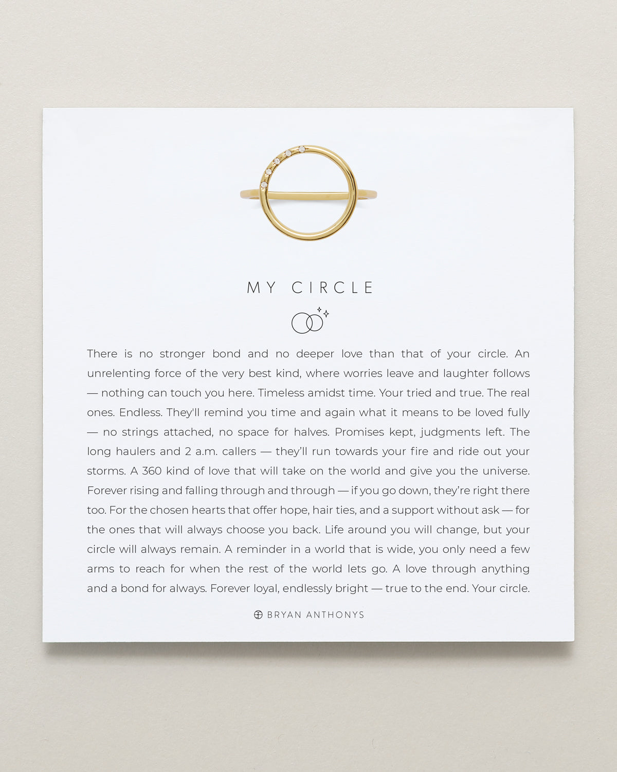 Bryan Anthonys My Circle Friendship Ring in Gold with Meaning Card