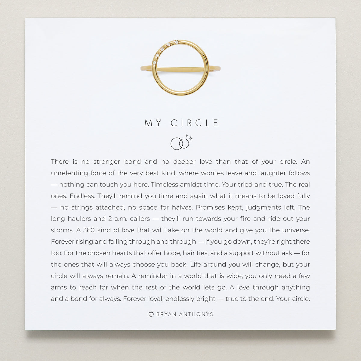 Bryan Anthonys My Circle Friendship Ring in Gold with Meaning Card