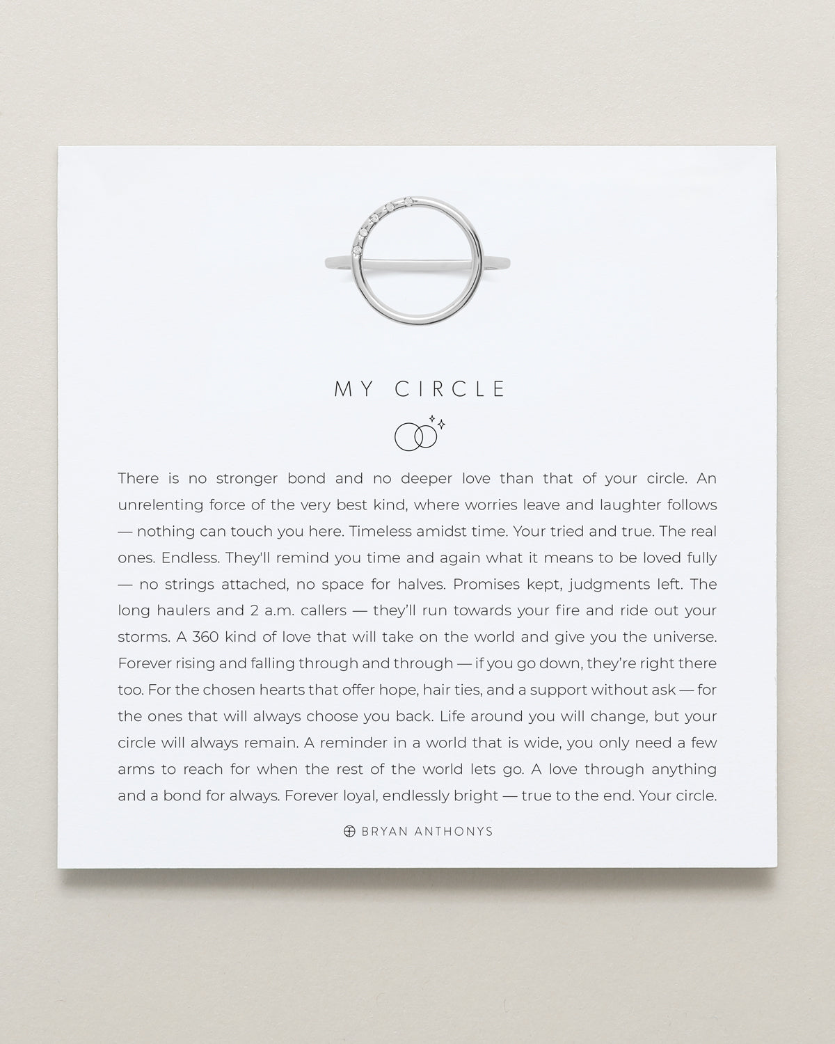 Bryan Anthonys My Circle Friendship Ring in Silver with Meaning Card