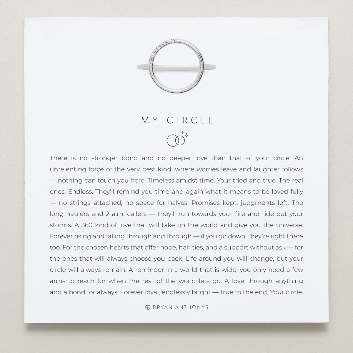 Bryan Anthonys My Circle Friendship Ring in Silver with Meaning Card
