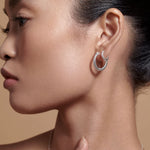 Bryan Anthonys Begin Again Mini Hoop Earrings on Model in SilverBryan Anthonys Begin Again Mini Hoop Earrings On Model