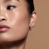 Bryan Anthonys Begin Again Midi Hoop Earrings on Model in Silver