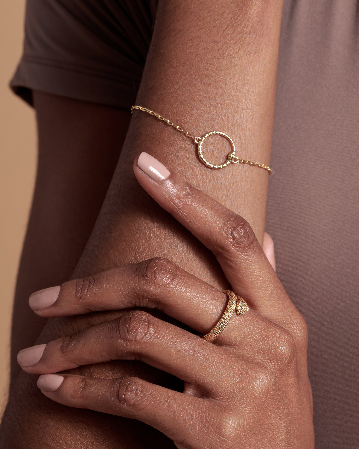 Bryan Anthonys  Begin Again Bracelet On Model in Gold