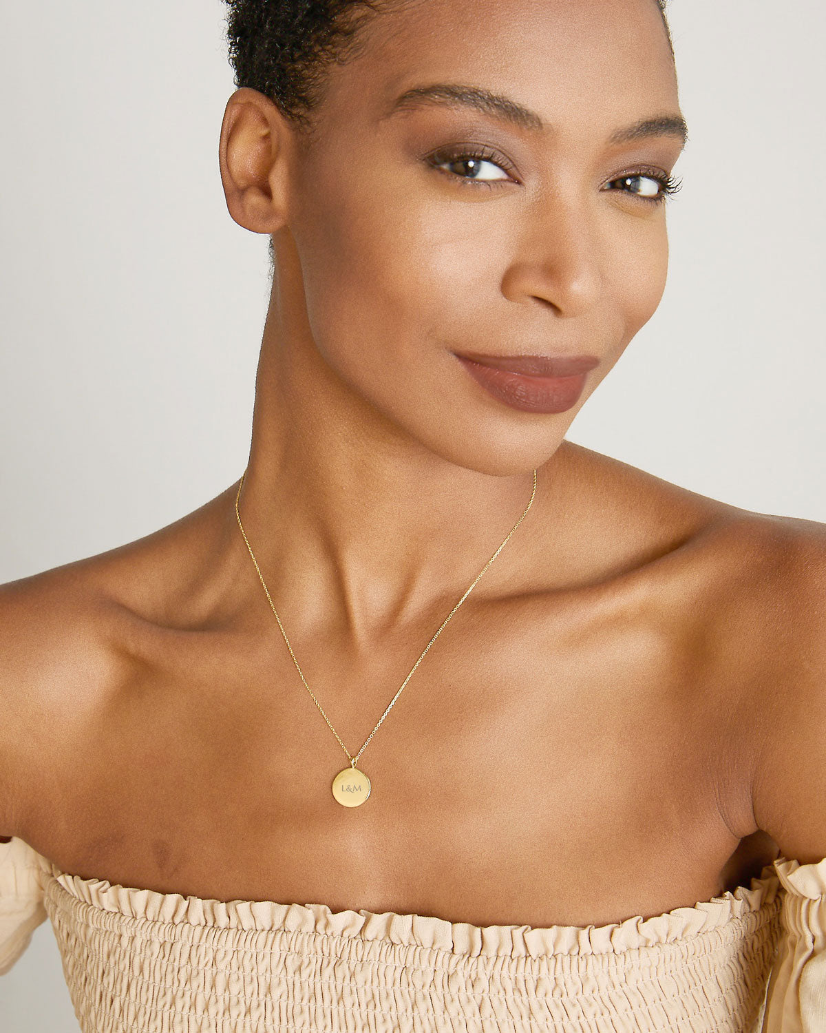 Bryan Anthonys Demi Fine Circle Engravable Necklace Gold Vermeil On Model