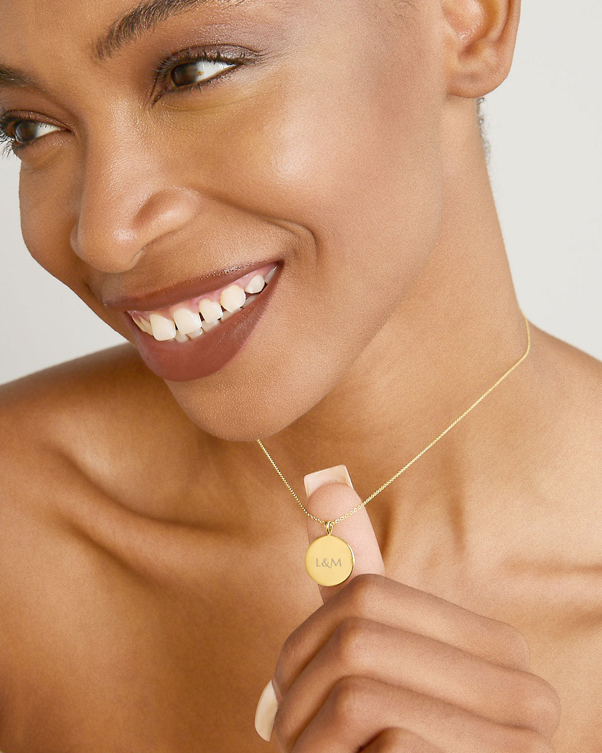 Bryan Anthonys Demi Fine Circle Engravable Necklace Gold Vermeil On Model