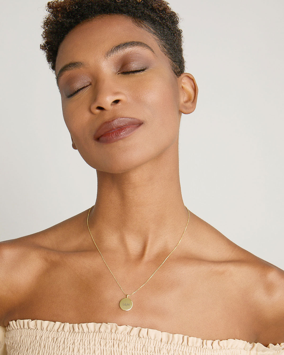 Bryan Anthonys Demi Fine Circle Engravable Necklace Gold Vermeil On Model