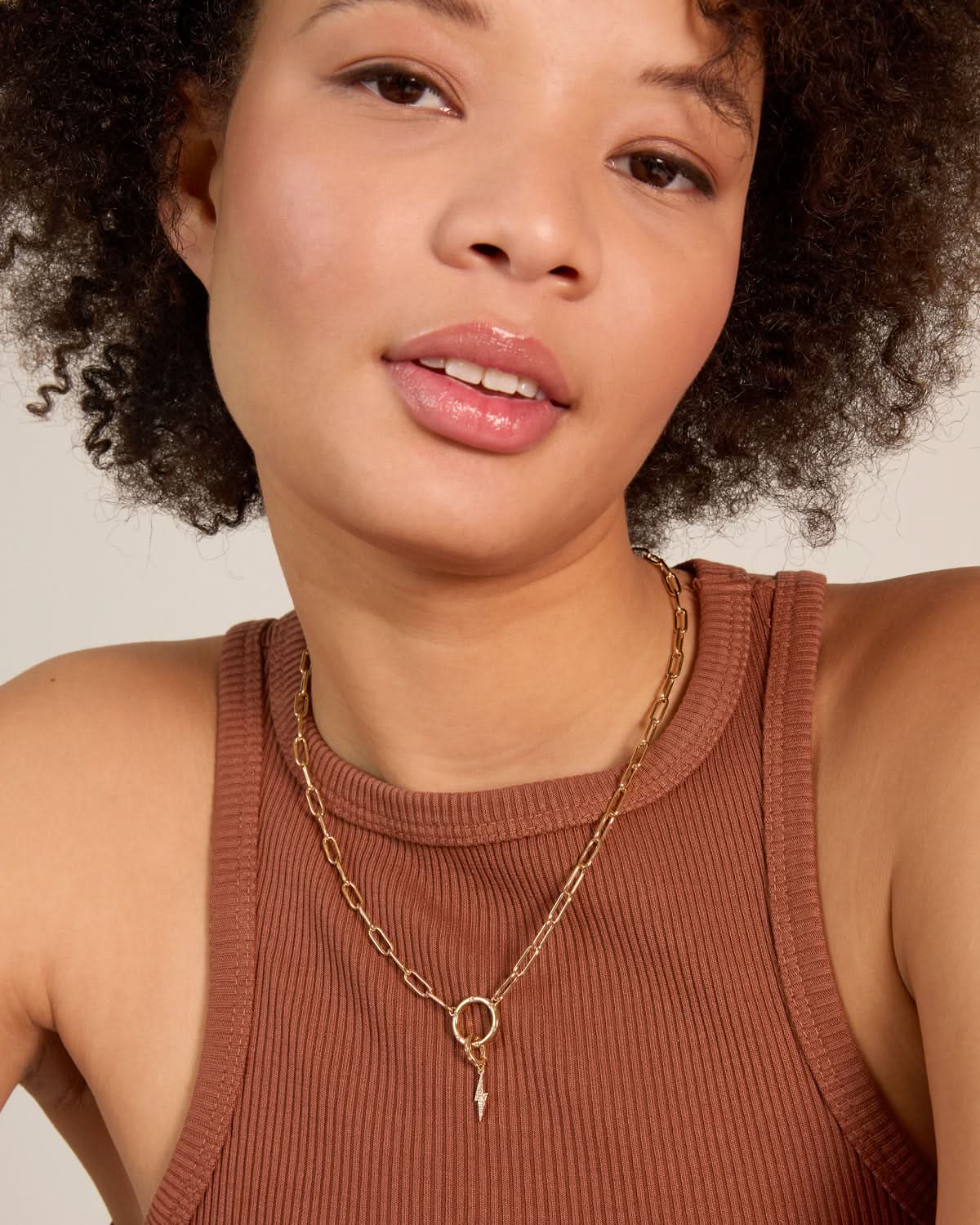 Bryan Anthonys Stories Of You Made Of Lightning Gold Charm Necklace On Model