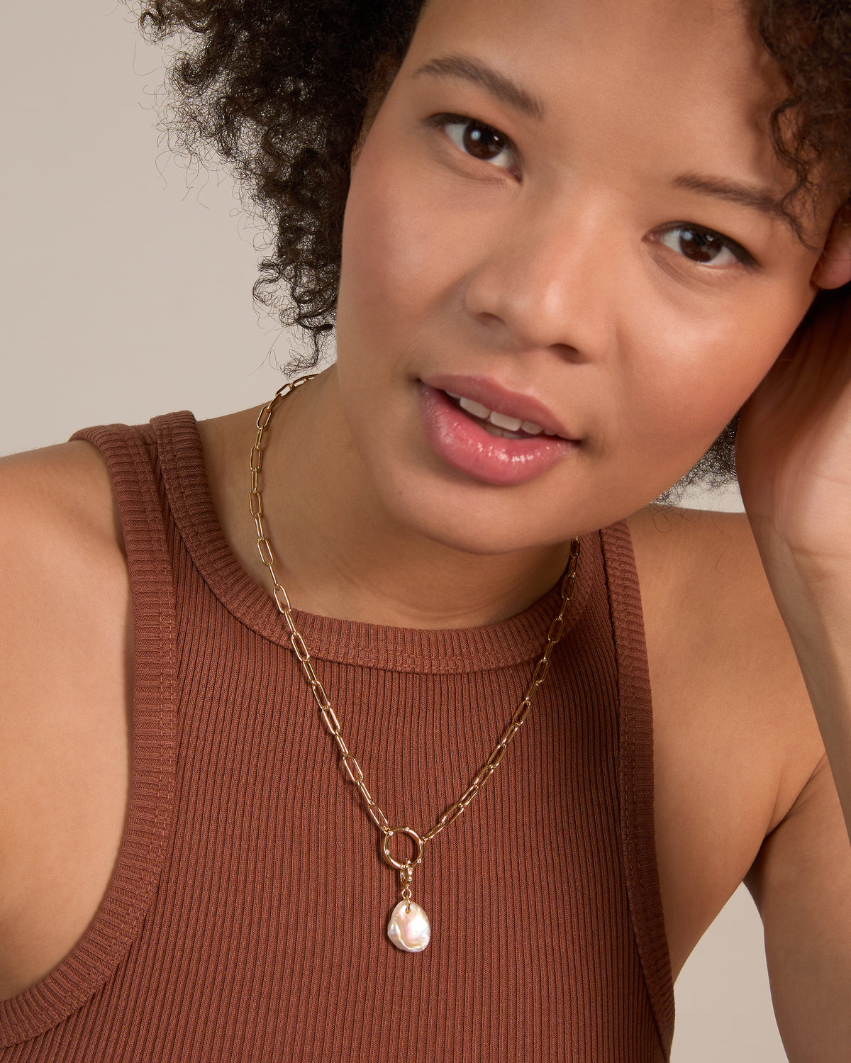Bryan Anthonys Grit Gold Charm Necklace On Model