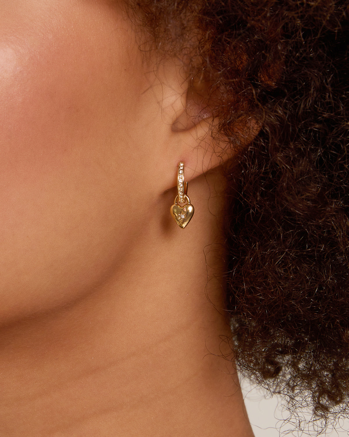 Bryan Anthonys Always In My Heart Gold Huggie Earring On Model